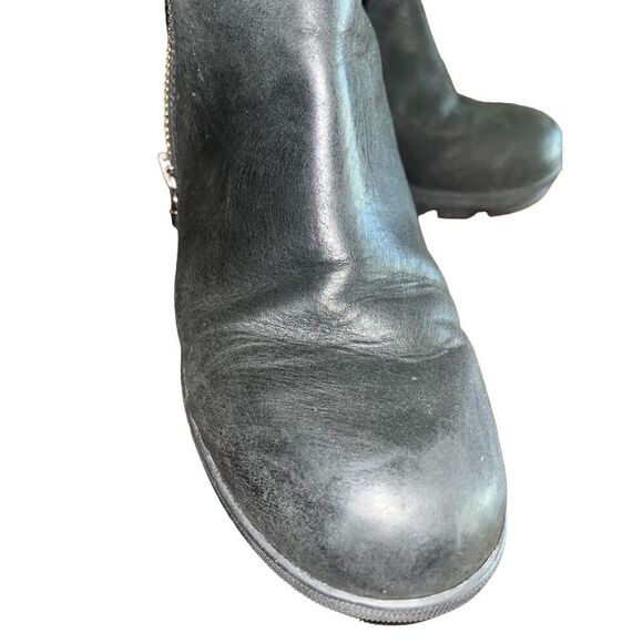 Sorel Women's Joan Of Arctic Wedge II Zip Black Leather Boots NL3364-010 Size 9 - Picture 3 of 7